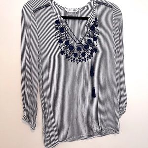 Striped and embroidered boho top
